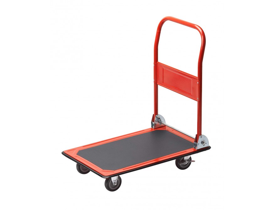 Plattformwagen - Klappbar - Bis 150 kg Tragkraft - Feststellbremse / Transporthilfe mit Lenkrollen / Paketwagen mit Antirutsch-Beschichtung / Klappwagen aus Stahl
