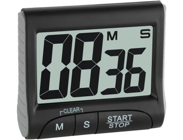 Digitaler Timer und Stoppuhr, Multifunktionstimer, Countdown-Uhr bis 99min/59s, elektronische Eieruhr, mit Display, Memory-Funktion, große Ziffern, mit Magnet/Ständer, schwarz