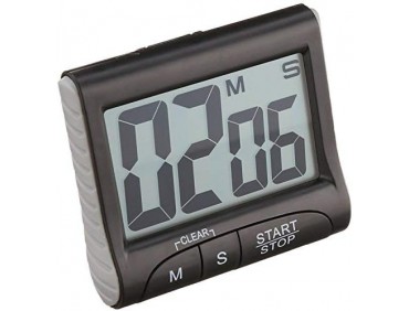 Digitaler Timer und Stoppuhr, Multifunktionstimer, Countdown-Uhr bis 99min/59s, elektronische Eieruhr, mit Display, Memory-Funktion, große Ziffern, mit Magnet/Ständer, schwarz