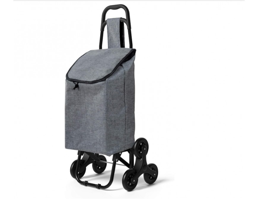 Einkaufstrolley Treppensteiger, Trolly Einkaufswagen Klappbar, Hackenporsche mit 3 Räder, Wasserdichter, Grau