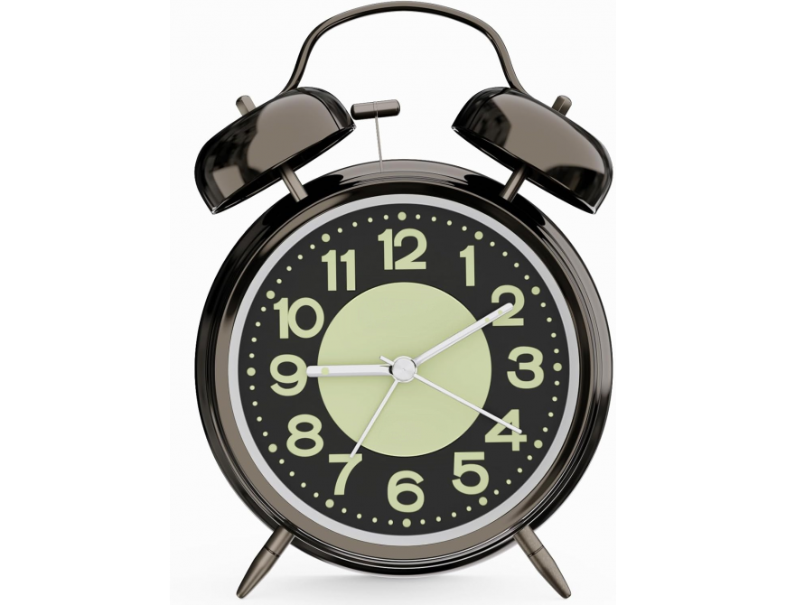 Wecker Analog Retro mit Hintergrundbeleuchtung und Leuchtzifferblatt Wecker Laut für Tiefschläfer, Kinder, Senioren, Batteriebetrieben (Inklusive AA-Batterien) Schwarz