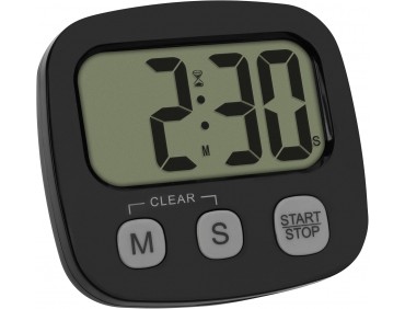 Digitaler Kurzzeitmesser zum Sport/Kochen/Lernen, inklusive Stoppuhr und Uhrzeit, magnetisch, großes Display, Eieruhr, Küchen-Timer, Sport-Timer, schwarz