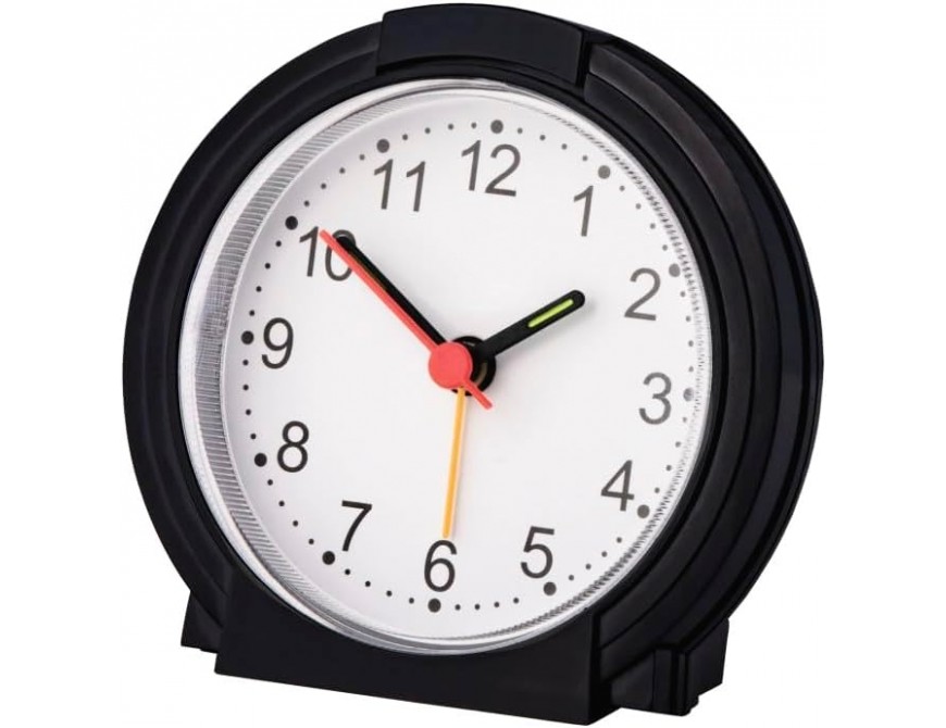 analoger Wecker ohne Ticken (batteriebetriebene Uhr mit Alarmfunktion, Wecker mit Licht, fluoreszierender Stunden- und Minutenzeiger, einstellbare Alarmzeit, ) schwarz