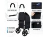 Einkaufstrolley mit Rädern, Faltbar einkaufswagen mit 45 L Kapazität - Abnehmbare Einkaufstasche - Schwarz