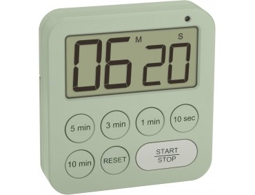Digitaler Timer zum Sport/Küche/Lernen, inklusive Stoppuhr, magnetisch, mit 3 Lautstärke Stufen, Schnellauswahl, großes Display, Visuelles LED Warnlicht, Eieruhr, grün