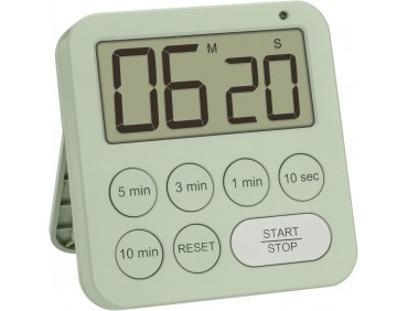 Digitaler Timer zum Sport/Küche/Lernen, inklusive Stoppuhr, magnetisch, mit 3 Lautstärke Stufen, Schnellauswahl, großes Display, Visuelles LED Warnlicht, Eieruhr, grün