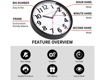 batteriebetrieben leise Nicht tickende Wanduhr Modernes Quarz Design Dekorativ Innen Küche Büro